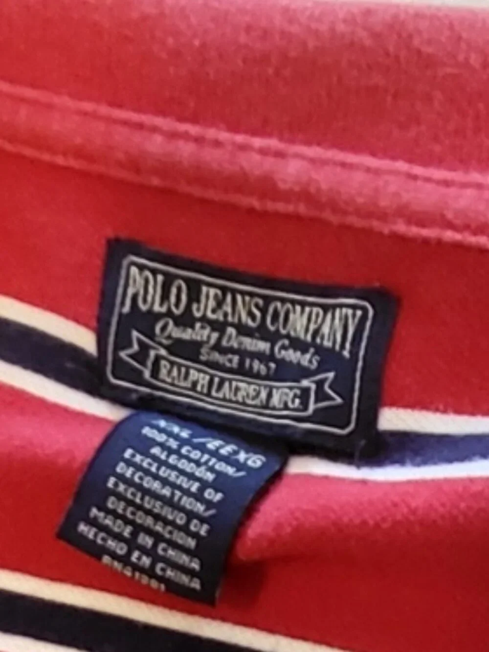 Vintage Polo Jeans Company Polo Shirt Ralph Lauren Flag Striped XXL Y2K Preppy